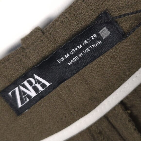 NWOT ZARA LINEN Blend Wide Leg Knit Pants Trousers Crop 2753/220/505 MEDIUM - Picture 3 of 13